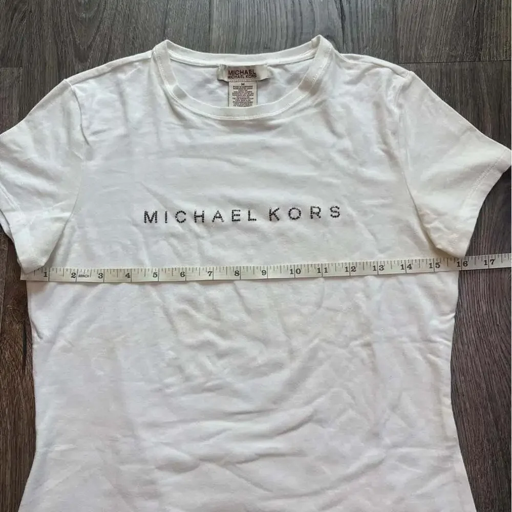 Michael Michael Kors Rhinestone Logo T-Shirt White Medium